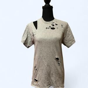 Grey vintage Y2K distressed cut out tee Size Small